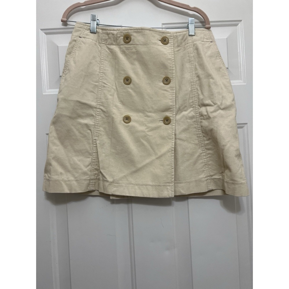 Uniqlo Size 10 Ivory Mini Corduroy Skirt Casual Office Wear Resort
